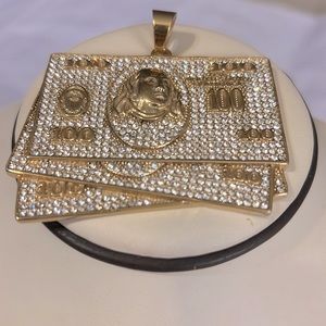 New Pendant Necklace Gold Plated Stainless Steel Rhinestone Studded